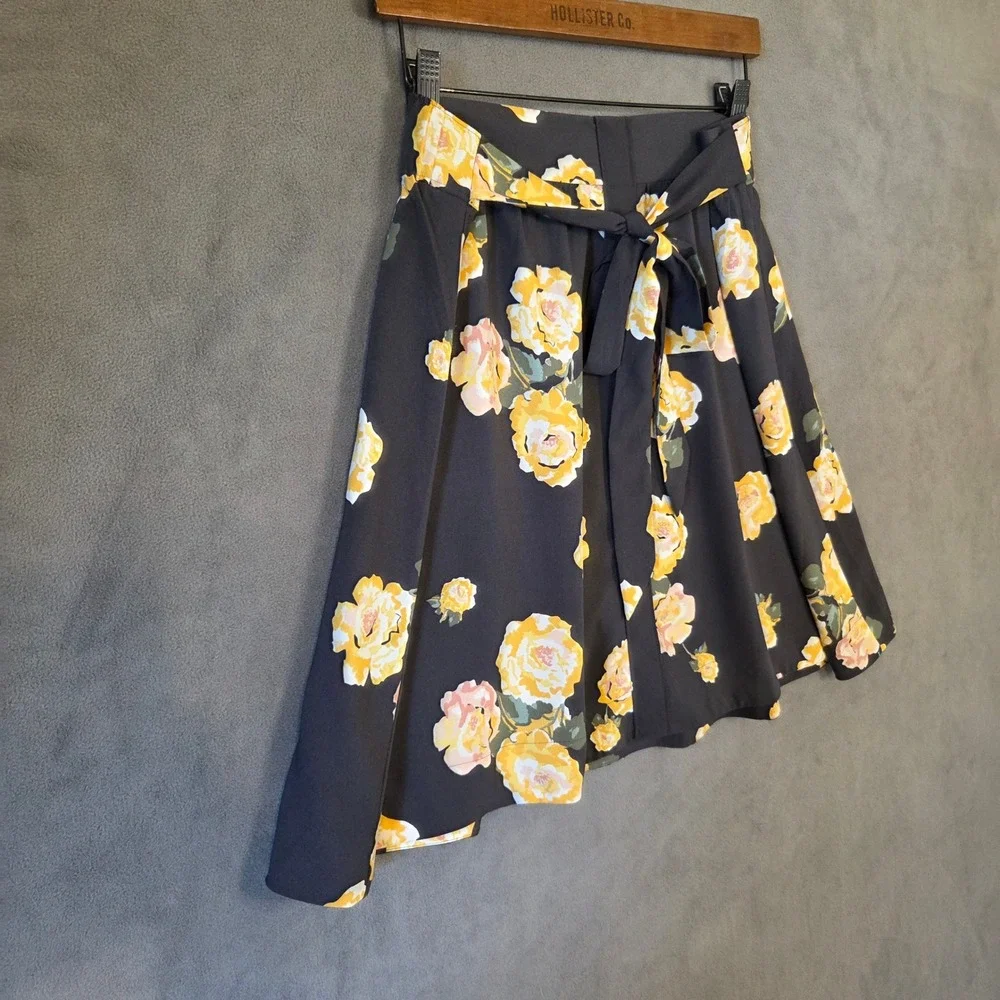 LOFT Outlet Floral Tie A-Line Skirt Women's Large Rose Casual Office Cottage